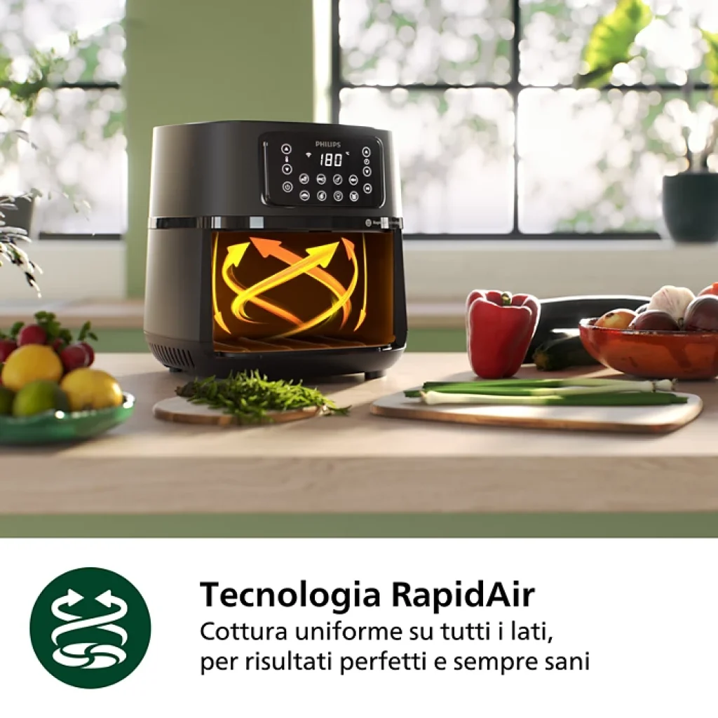 Philips Series 5000 Connessa Airfryer XXL, 7,2L (1,4Kg), Friggitrice ad aria 16-in-1, Wifi, Tecnologia Rapid Air