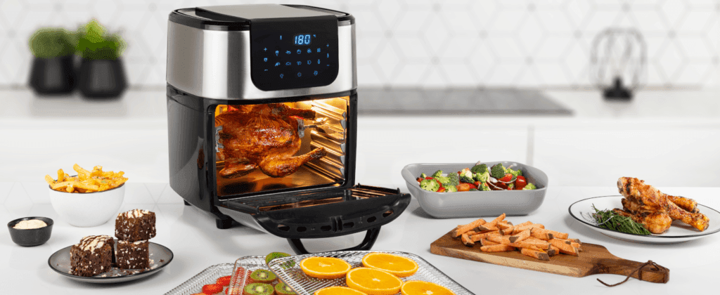 Princess Friggitrice ad Aria Forno Deluxe – 11 L – 1800 W – Schermo tattile digitale – 10 programmi preimpostati – Girapollo e cestello inclusi – Acciaio inossidabile – 182075